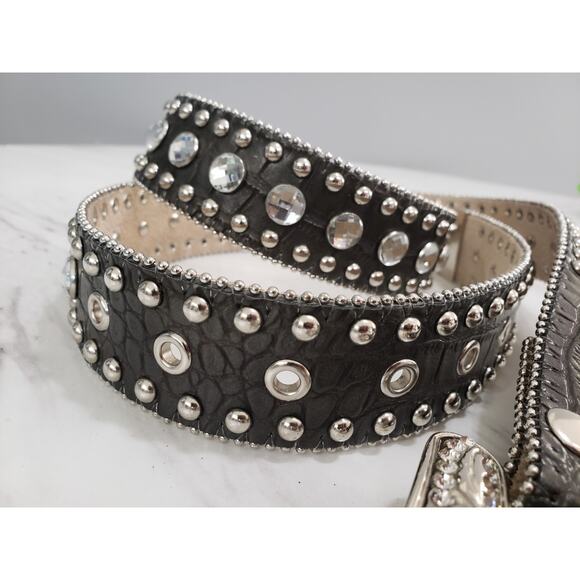 Blazin Roxx Leather Western 1.5" Dark Brown Belt studs CONCHOs rhinstone y2k‎ - Picture 2 of 6
